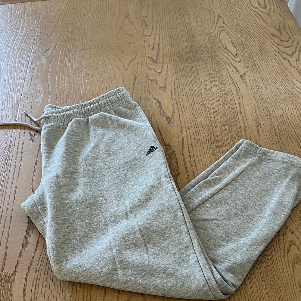 adidas Heather Gray Jogger Sweatpants with Black Logo